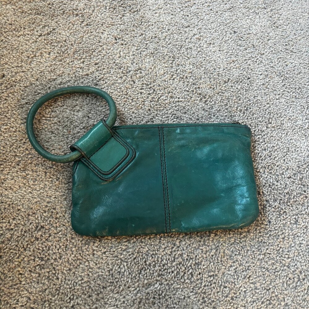 HOBO wristlet with loop leather handle, TEAL